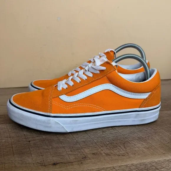 Vans Old Skool Unisex Men’s Size 8.5 Women’s Size 10 Tiger Orange & White shoes - Picture 1 of 8
